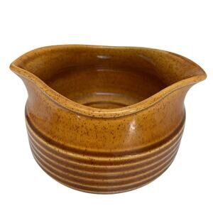 Vintage Sierra  Stoneware Gravy Boat Harvest Gold Ribbed Double Spout Sheffield